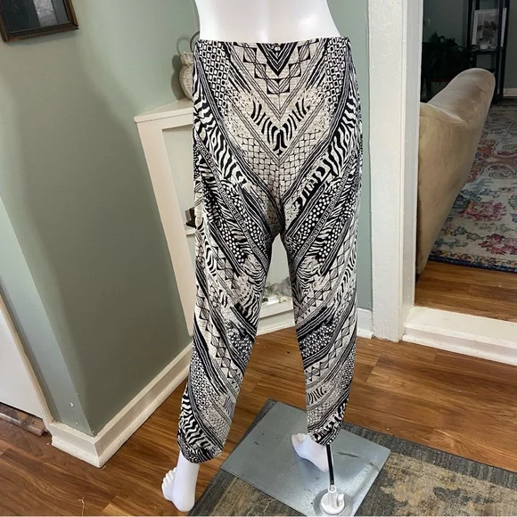 Chicos Sz 1 Bundle of 2 Wild Geometric Tribal Pants Animal Print Size 8 Zigzag - Picture 11 of 16